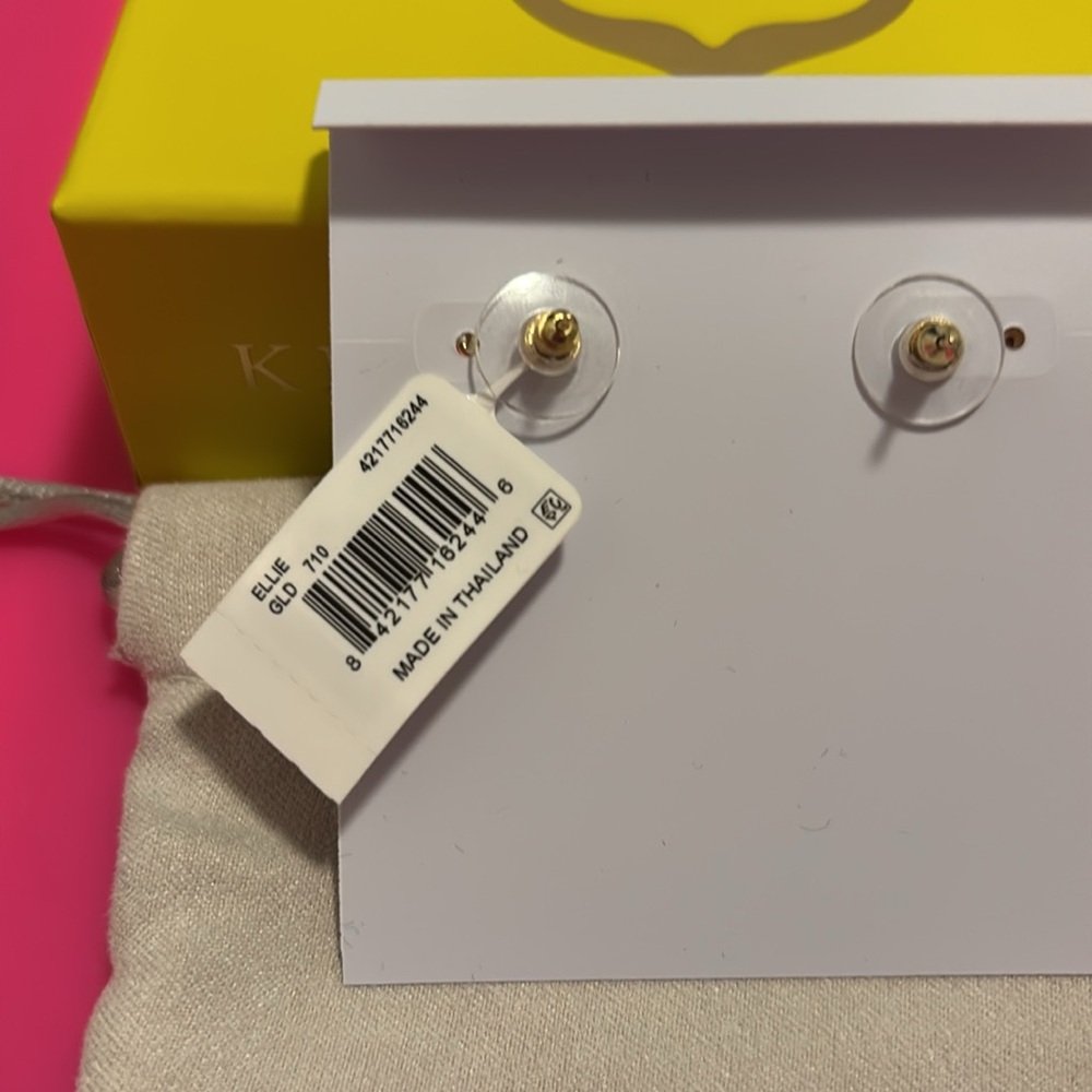 ✨1HR SALE✨ NWT Kendra Scott Ellie Earrings Hot Pink Drusy Gold - Picture 5 of 6
